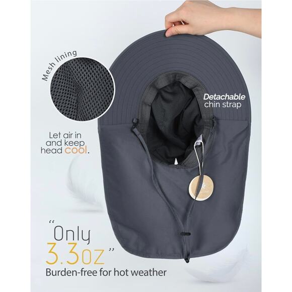 Creekstone Wide Brim Sun Hat Neck Flap UPF 50+ UV Protection Waterproof Unisex - Picture 4 of 8